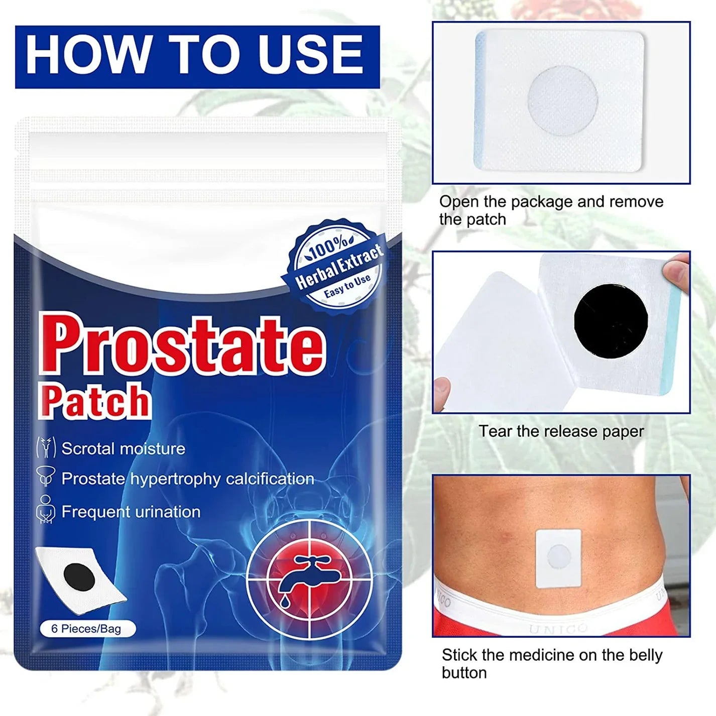 1 Pack ( 6 Patchs) 6 pièces de soins de la prostate
